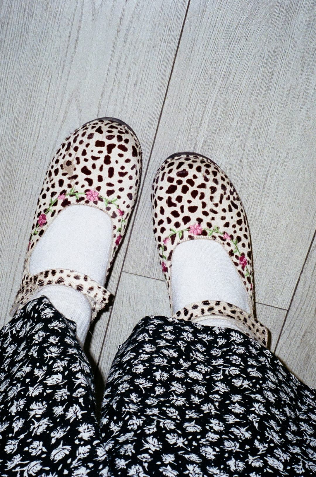 White Floral Clogs